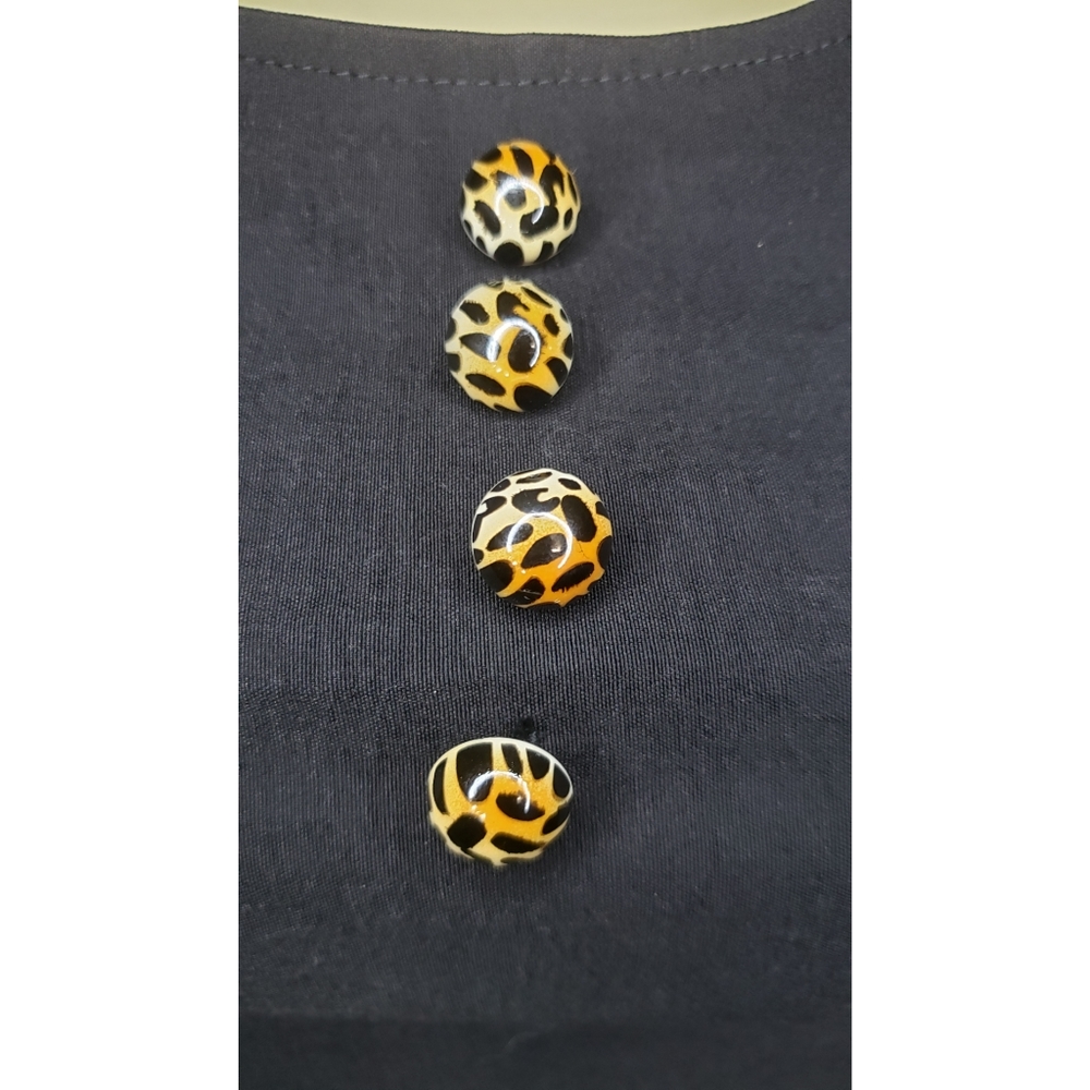 Black pin up rockabilly leopard buttons dress - Picture 2 of 8